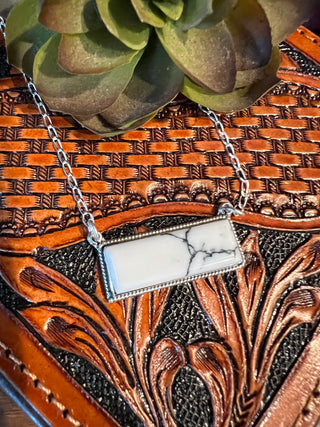 White Howlite Bar Necklace