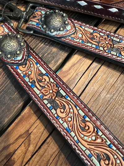 Texas Tooled Wristlet Strap - Mosaic