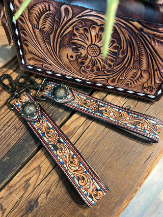 Texas Tooled Wristlet Strap - Mosaic