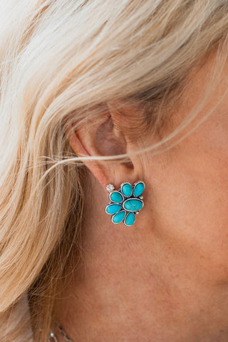 Half Flower Earrings ~ Silver
