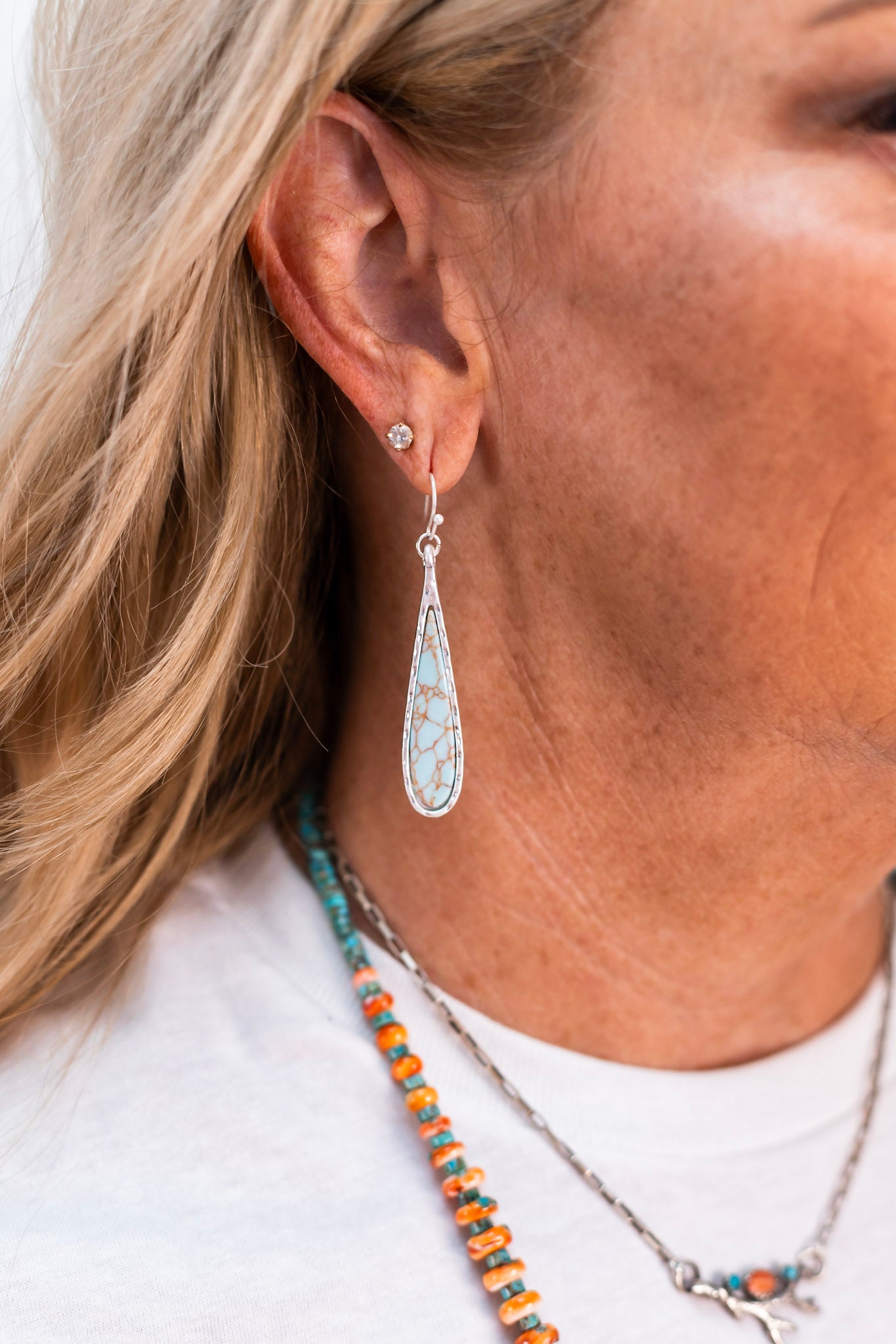 Turquoise Teardrop Earring ~ Silver