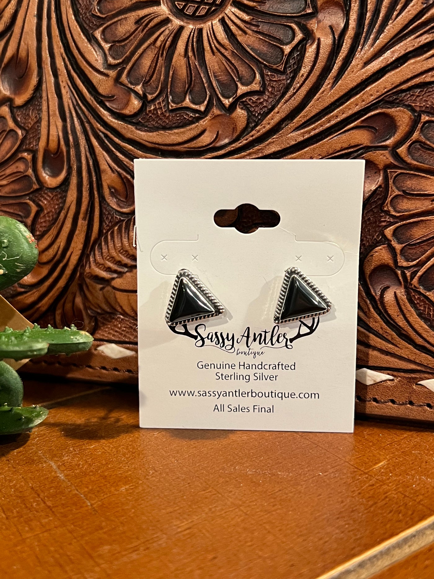 Triangle Stud Earrings ~ Onyx