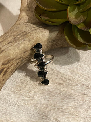 Mini Teardrop Ring ~ Onyx