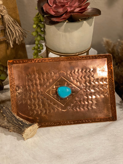 Stamped Tray w/ Turquoise