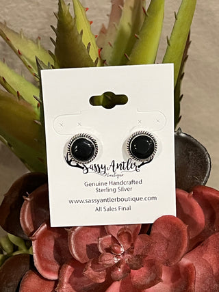 Circle Stud Earrings ~ Onyx