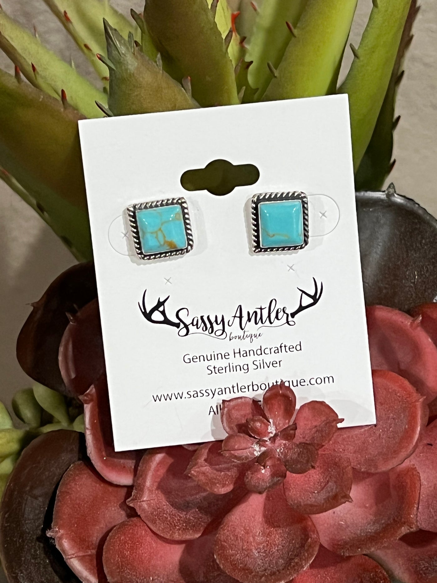 Square Stud Earrings ~ Turquoise