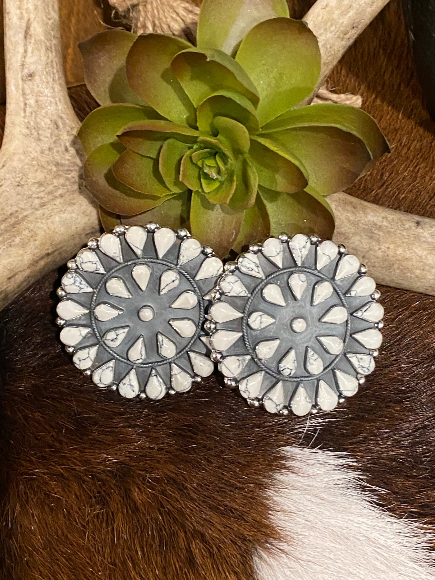 White Howlite Cluster Earrings