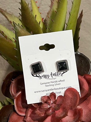 Square Stud Earrings ~ Onyx