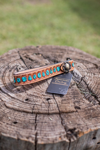 Texas Tooled Wristlet Strap ~ Turquoise Stone