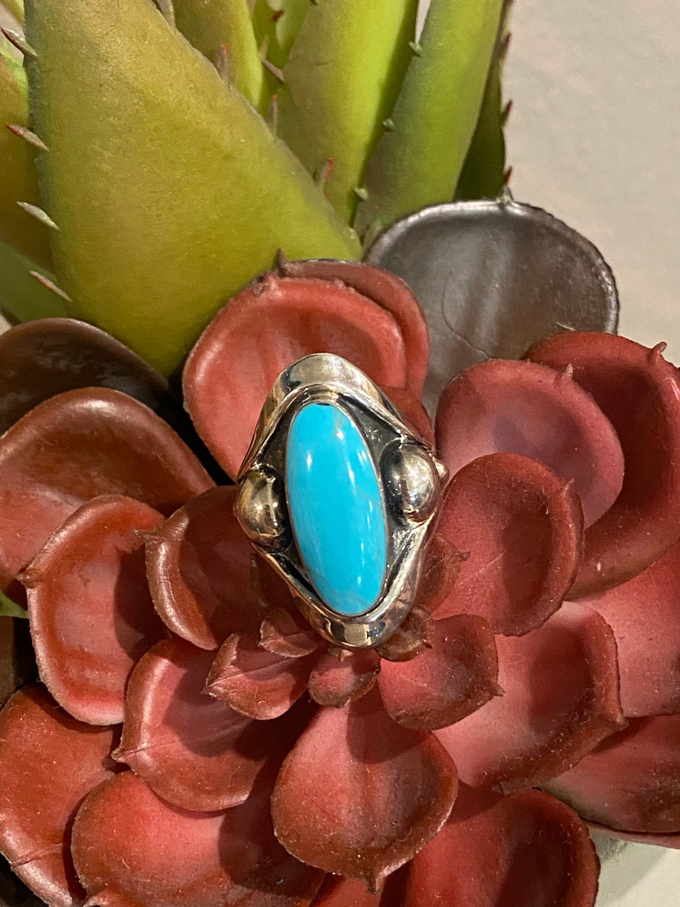 Oval Turquoise Ball Ring