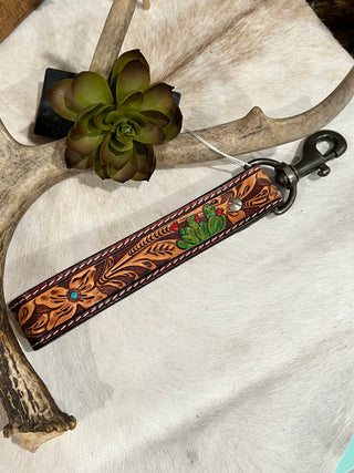 Texas Tooled Wristlet Strap - Cactus