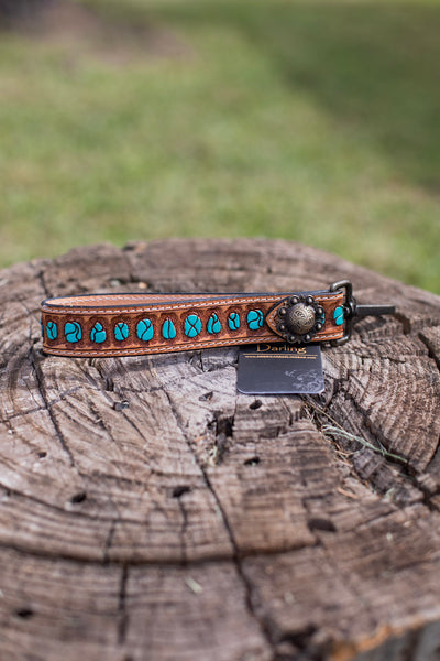 Texas Tooled Wristlet Strap ~ Turquoise Stone