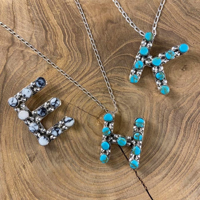 Authentic Initial Necklace ~ Turquoise